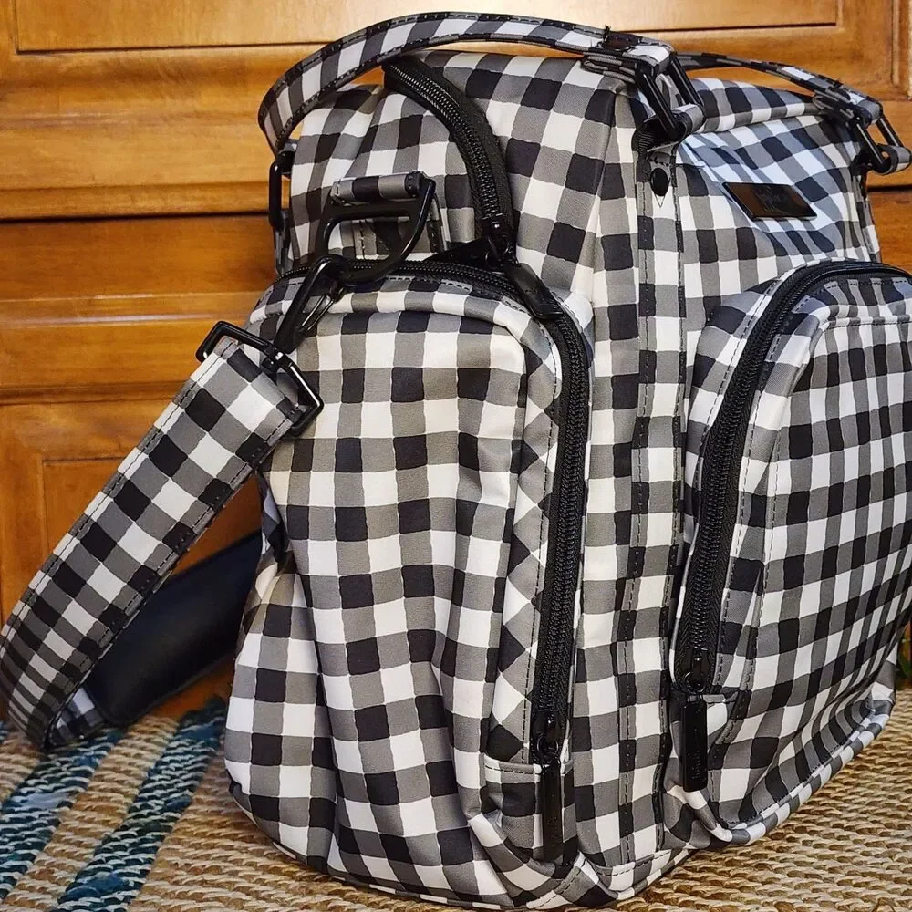 Ju-Ju-Be Gingham Style Be Supplied Pumping Diaper Bag Complete EUC